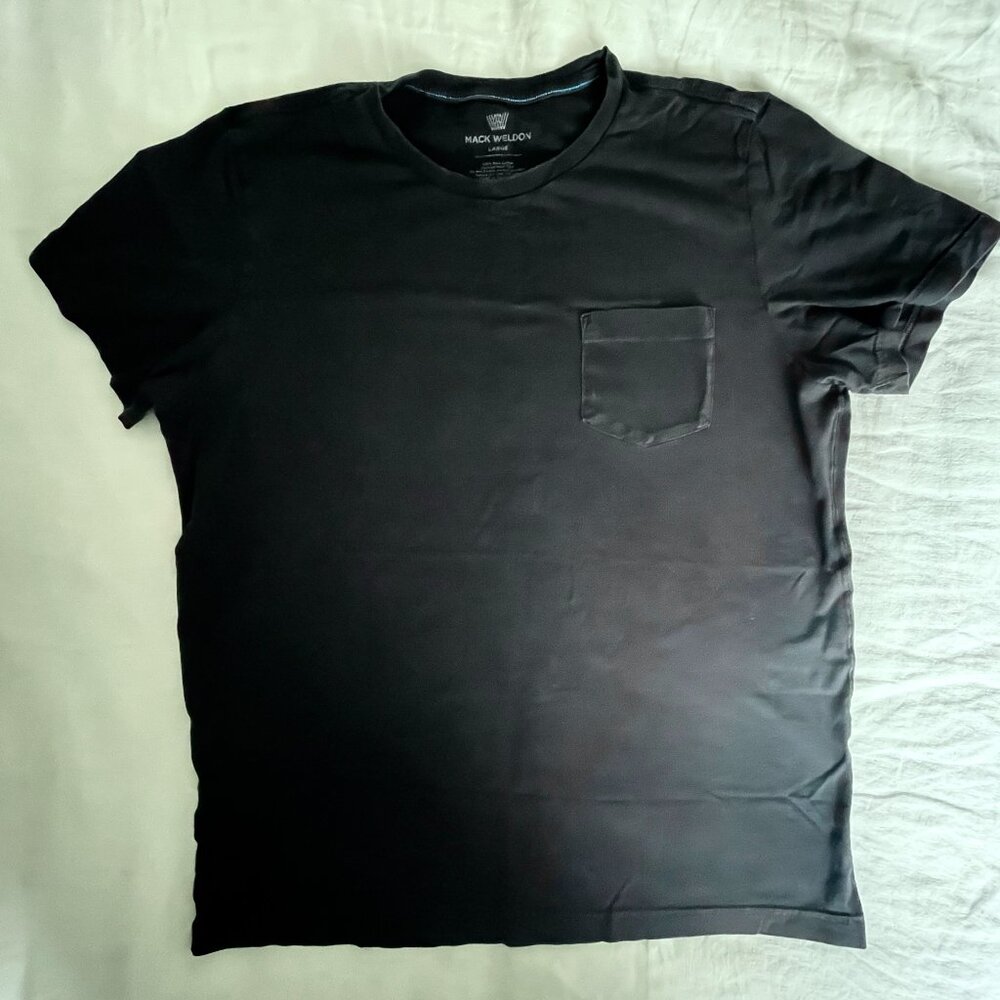 Mack Weldon Pima Crew Neck w/ Pocket - LARGE - Black